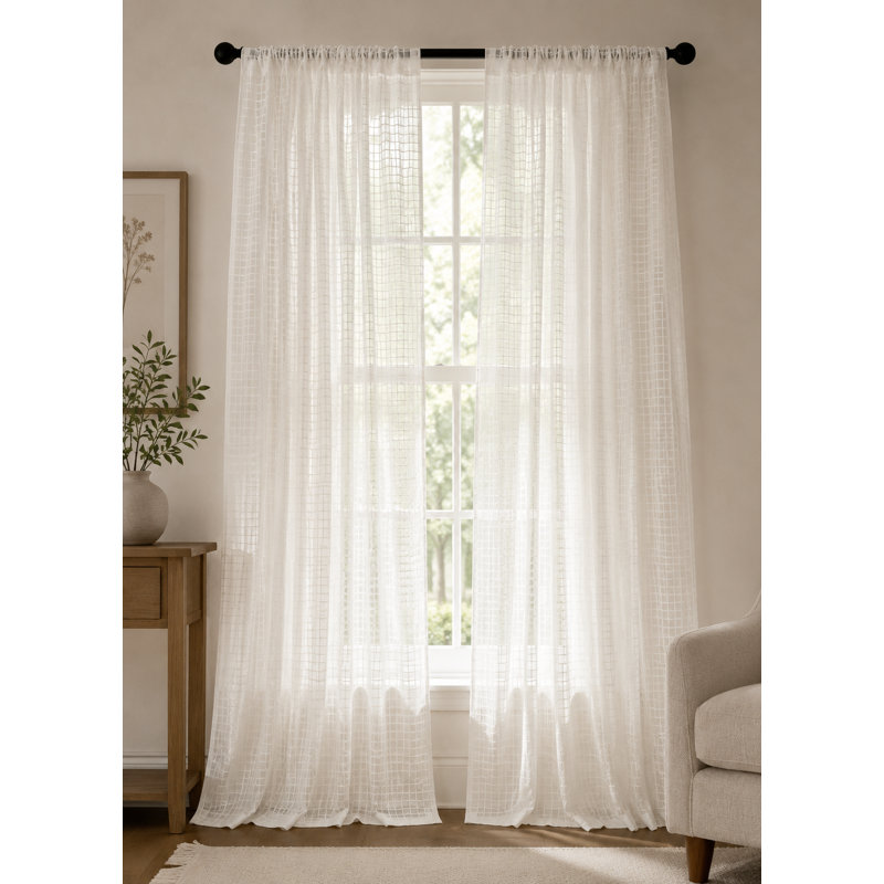 Panneau de rideau simple avec passe-tringle écossais Ressie, l 52 po x L 120 po