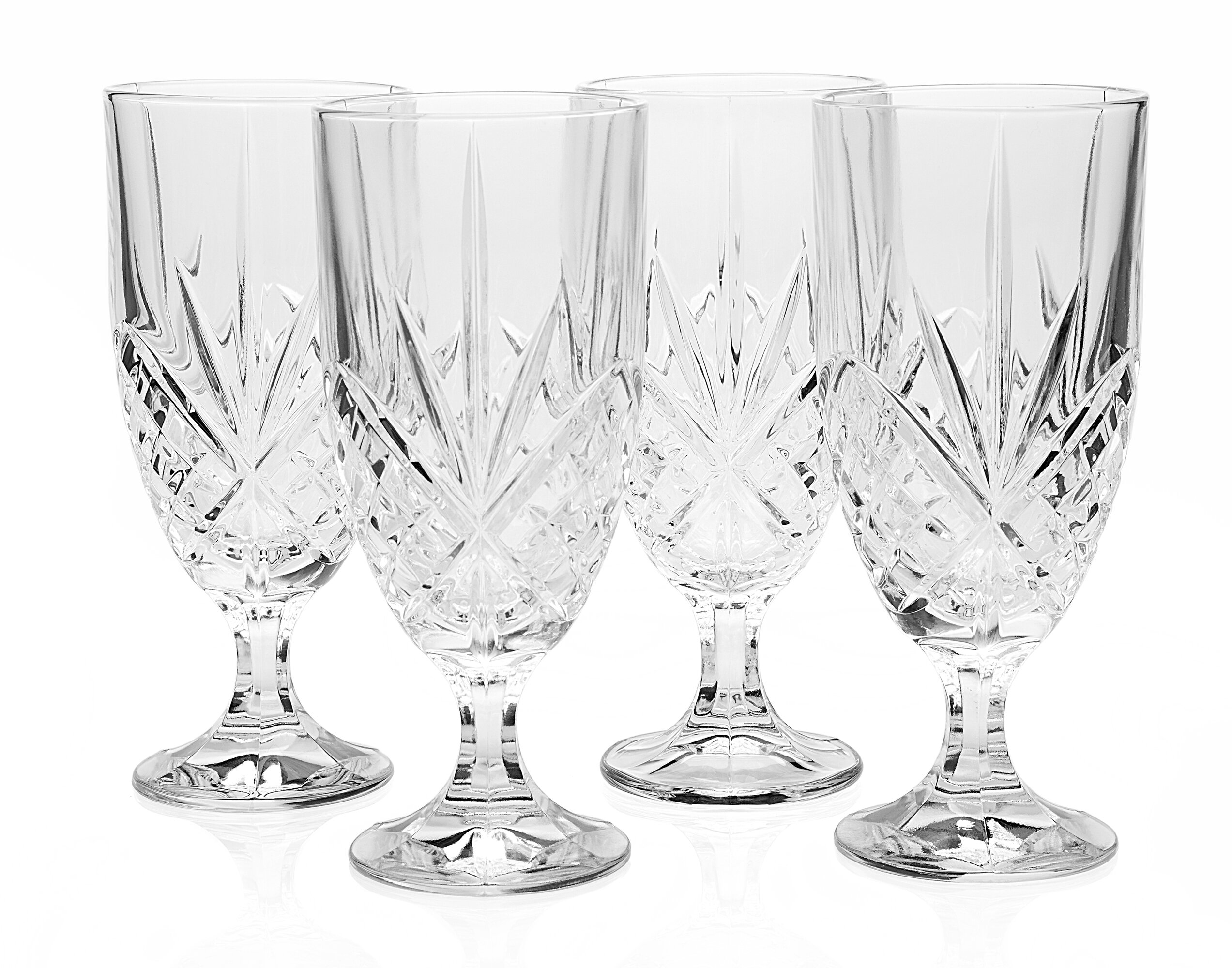 Godinger Crystal Wine Glass Goblet Stemless Cup Dublin Set of 8