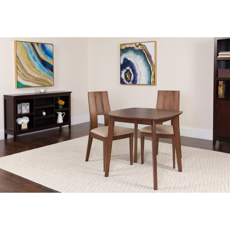 Solid Wood Top Four Leg Dining Set, Walnut