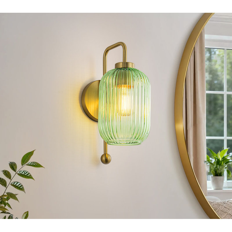 Lanterne murale en verre vert 1 lumière H 13 po