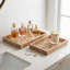 Plateaux décoratifs rectangulaires en placage et verre pour table basse ou table à manger - Décoration d'entrée - Lot de 2, 35,5 cm x 30,5 cm, couleur beige