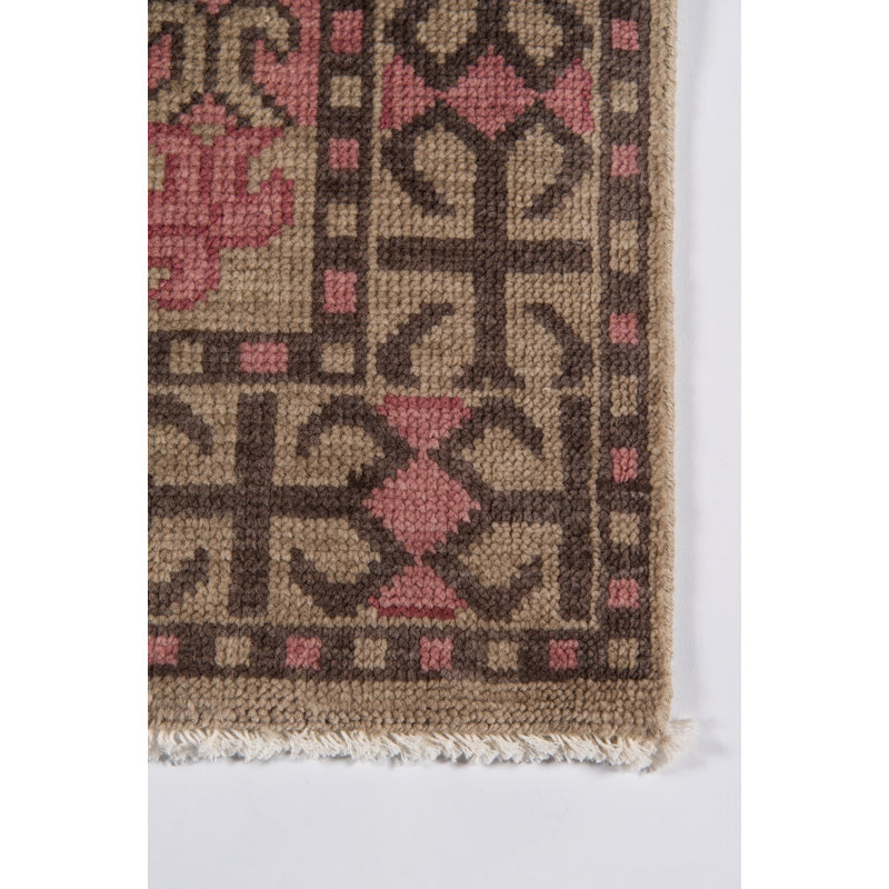 Banaras Hand Knotted Wool Oriental Area Rug in Brown, Rectangle 7'6" x 9'6"