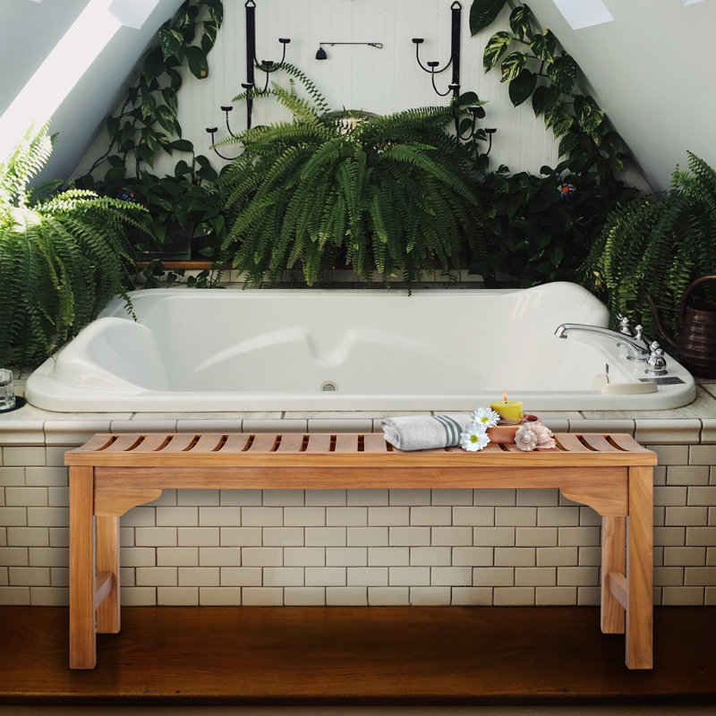 Wood Shower Bench, 18" H x 48" W x 18" D