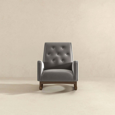 Grey Fabric Rocking Chair With Solid Wood Frame For Living Room And Nursery 36.6"H X 27.5"W X 39"D For Living Room Bedroom Reading