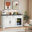 Buffet de cuisine moderne avec mini-réfrigérateur intégré, tablettes réglables et tiroirs réversibles - plateau en bois-821722568