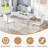 Modern 70" Marble Dining Table Set, Elegant White Faux Marble Top And Stainless Steel Legs, High-Back Petal Design Pu Leather Chairs-187730761-187730762