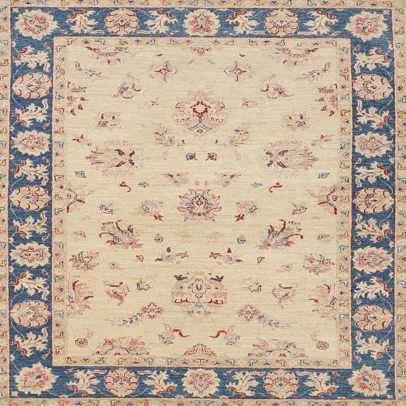 Tapis brun/noir/crème traditionnel, Carré 3 pi