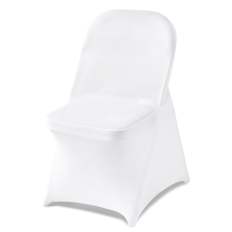 Housses de chaise pliantes extensibles, housse de chaise en spandex de polyester, housses de protection amovibles lavables, housse universelle pour les banquets de mariage (blanc)