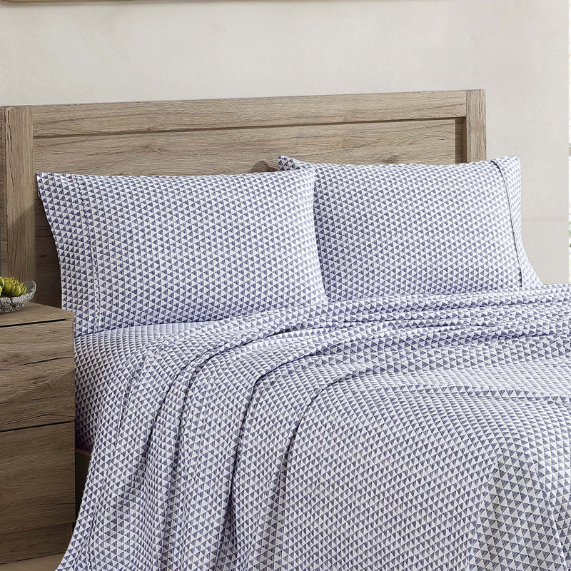 Northside 300 Thread Count Geometric 100% Cotton Sateen Sheet Set, Twin