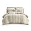 Édredon pour lit double / grand taupe 3 pièces - 100% coton, décoration rayée, rembourrage, garniture, chaud visible, leurre lavable à la machine
