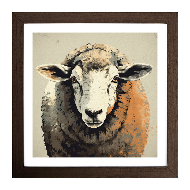 Sheep Retro - Framed Print, Walnut
