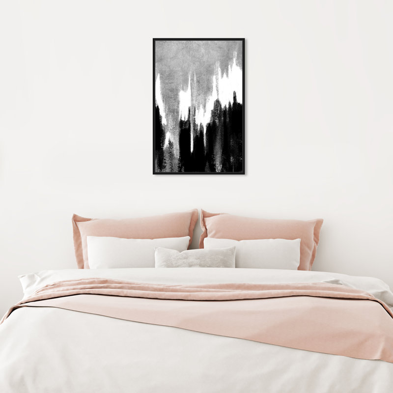 " Adore Silver " Painting Print, 24" H x 16" W, Black Framed Canvas