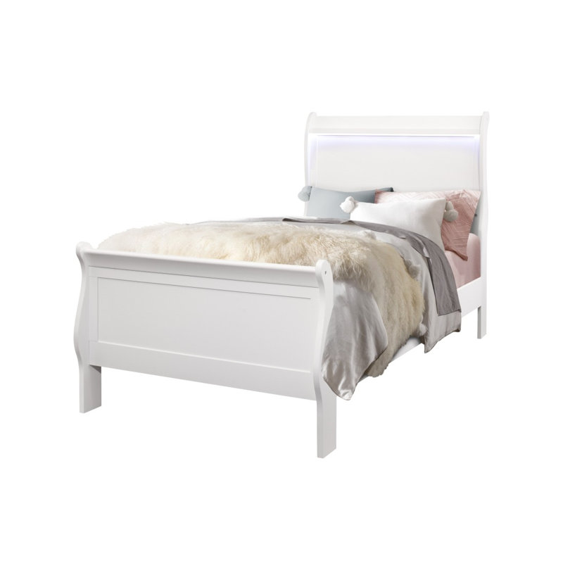 Lit simple blanc CHARLSTON, Lit simple, Blanc