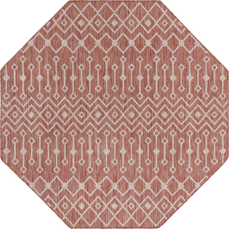 Tapis d'extérieur Preen couleur rouille, Octogone 7 pi 10 po x 7 pi 10 po