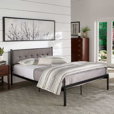 Salonis Upholstered Metal Slat Bed