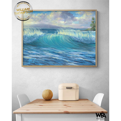 Hawaiian Beach Surf Wave Poster Print Idea, Tropical Hawaii Resort Ocean Wave Original Painting Print, Maui Artwork Poster