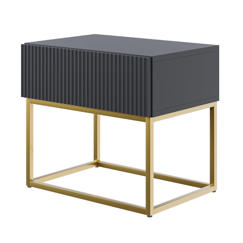 Atahan 50cm W Steel Bedside Table, Black