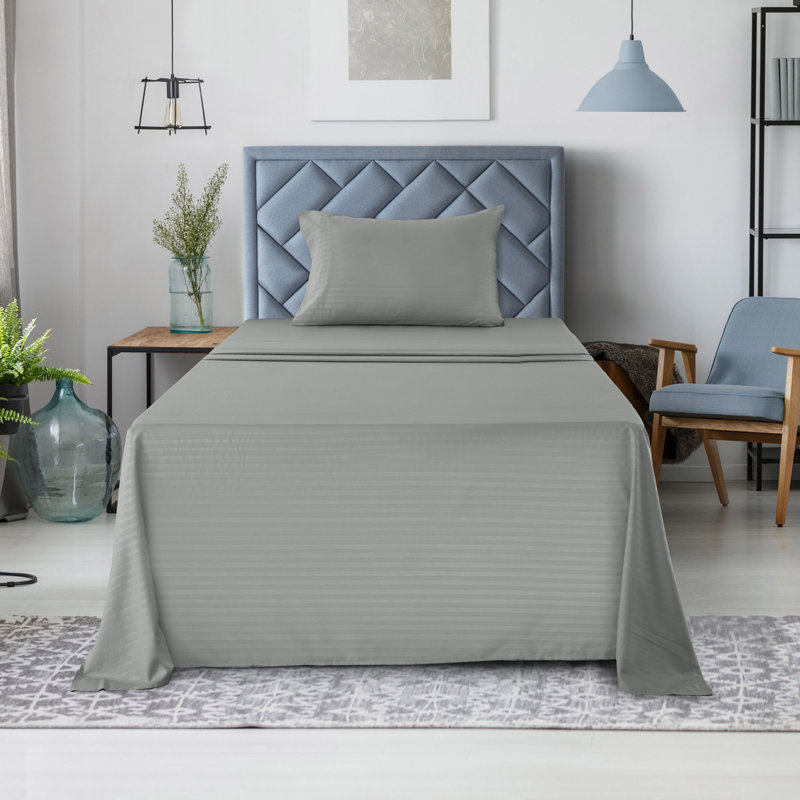 Ensemble de draps en microfibre avec draps-housse et taie d'oreiller Lux Decor Collection, Gris