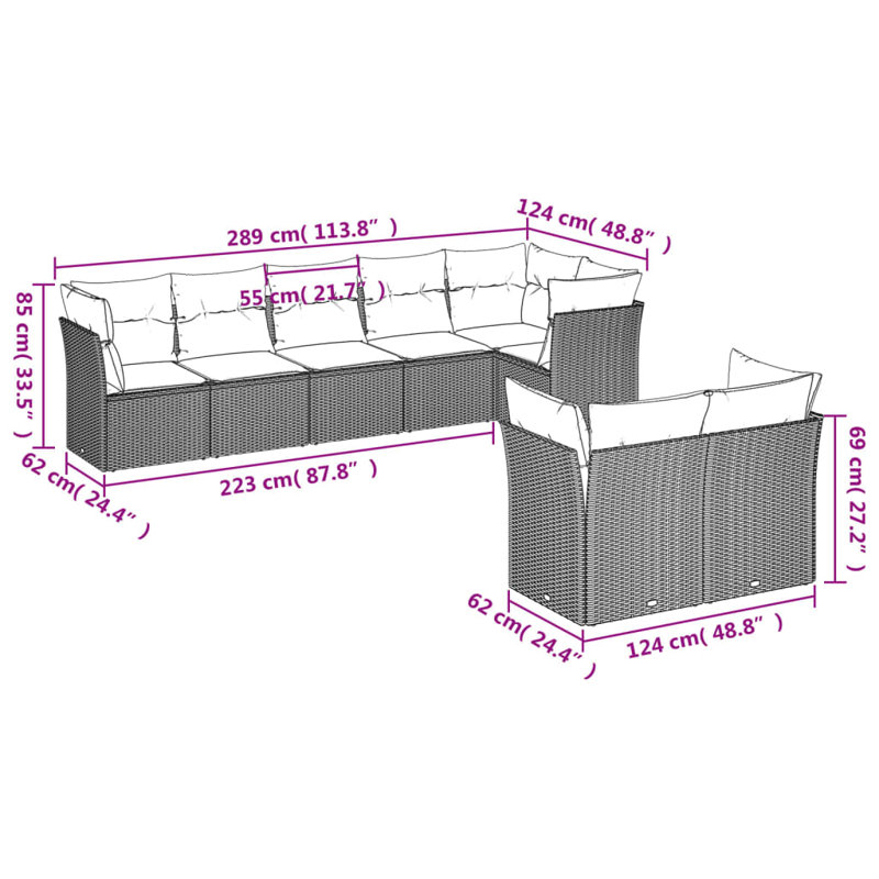 Ensemble de canapé de jardin Vidaxl - brun