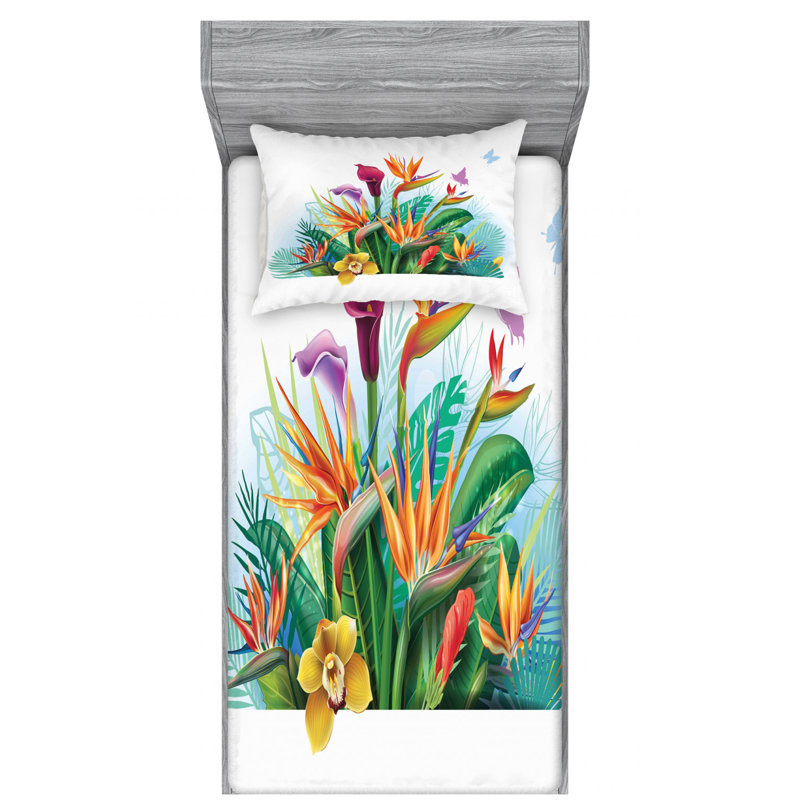 Ensemble de draps en microfibre Orchids, Ensemble de draps pour lit simple TG + un drap-hou