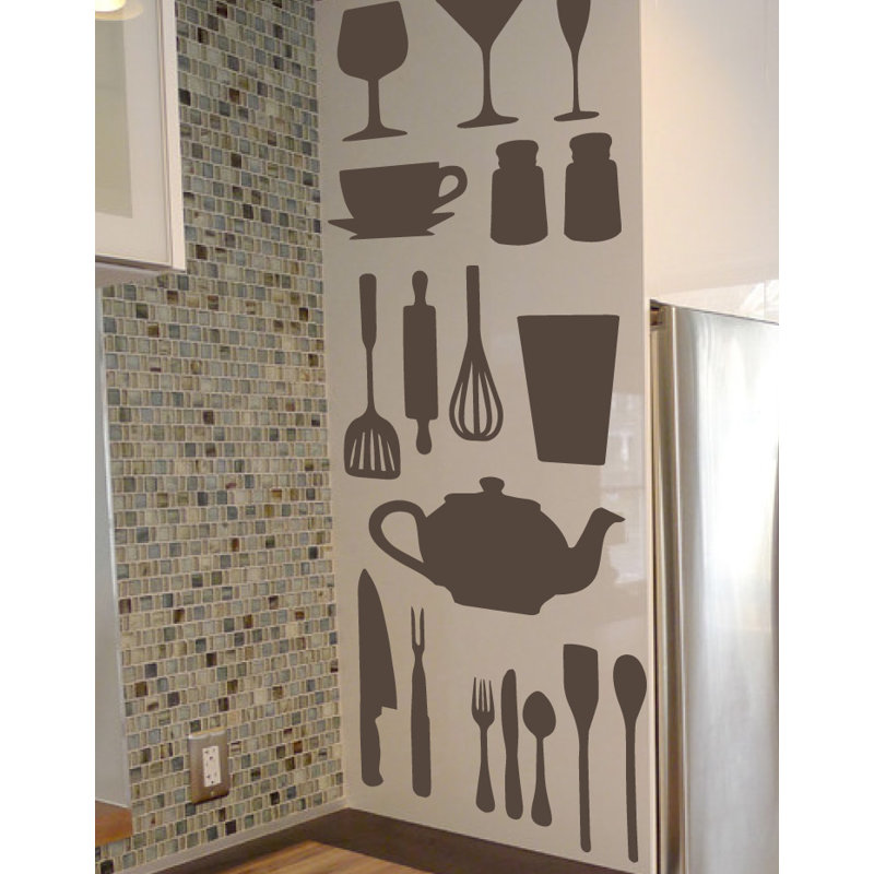 Décalcomanie murale de cuisine, H 51 po x l 40 po x P 0,01 po, Brun