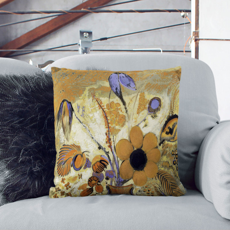 Etruscan Vase With Flowers Square Throw Cushion, 55cm H x 55cm W x 20cm D