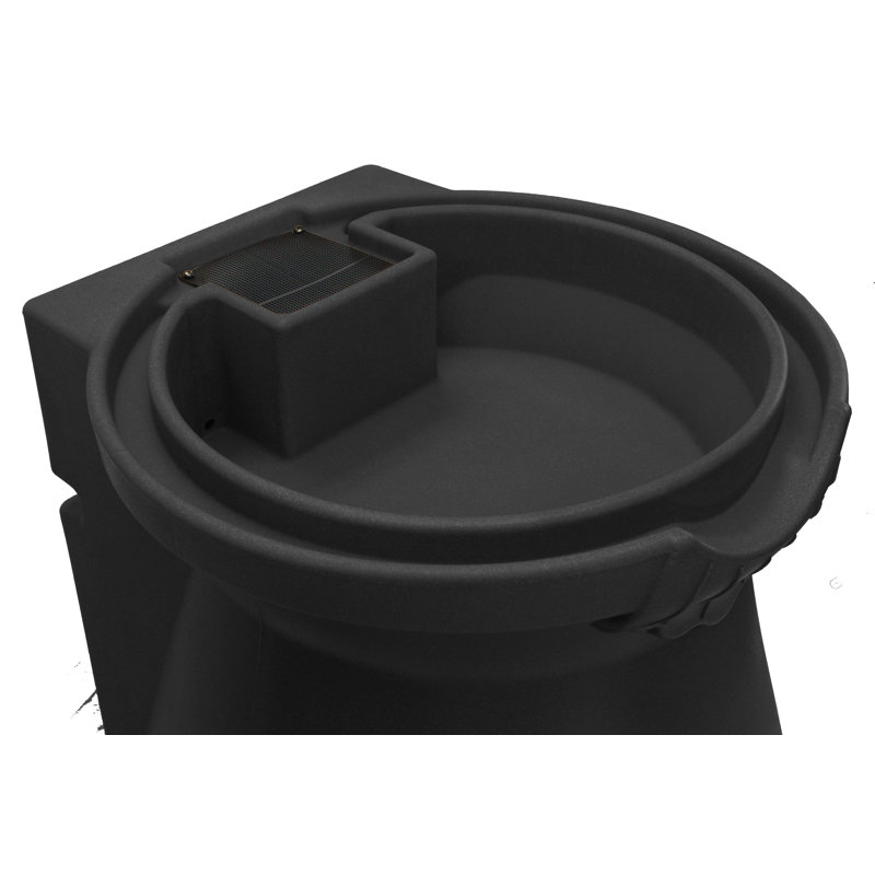 Black 65-Gallon Plastic Urn-Style Rain Barrel with Planter