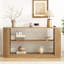 Console ovale contemporaine avec côtés nervurés et deux tablettes ouvertes spacieuses-788461171