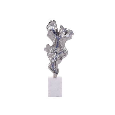 Small Gleaming Leaf Marble Base Sculpture
