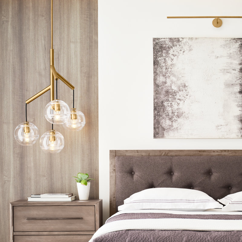 Sedona 4 - Light Chandelier, Aged Brass, Clear, No