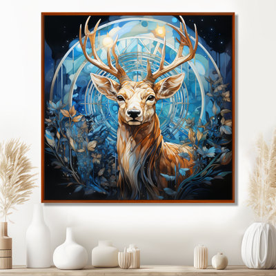 Magical Deer With Antlers In Enchanted Forest I - Deer Animal Wall Art Decor
