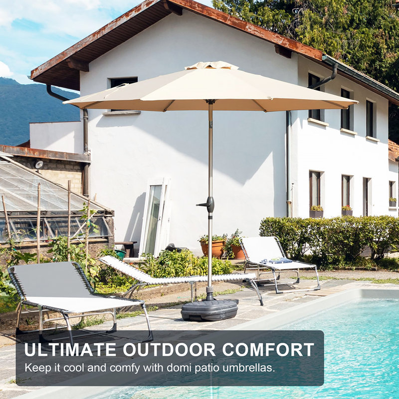Patio Umbrella, Outdoor Table Umbrella With Push Button Tilt And Crank, UV Protection Waterproof Market Sun Umbrella With 8 Sturdy Ribs For Garden, Deck, Backyard, Pool