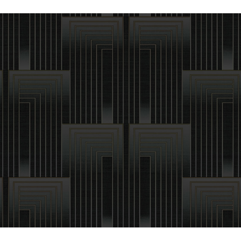 Geometric Metallic Wallpaper Roll by Candice Olson, Black/Copper