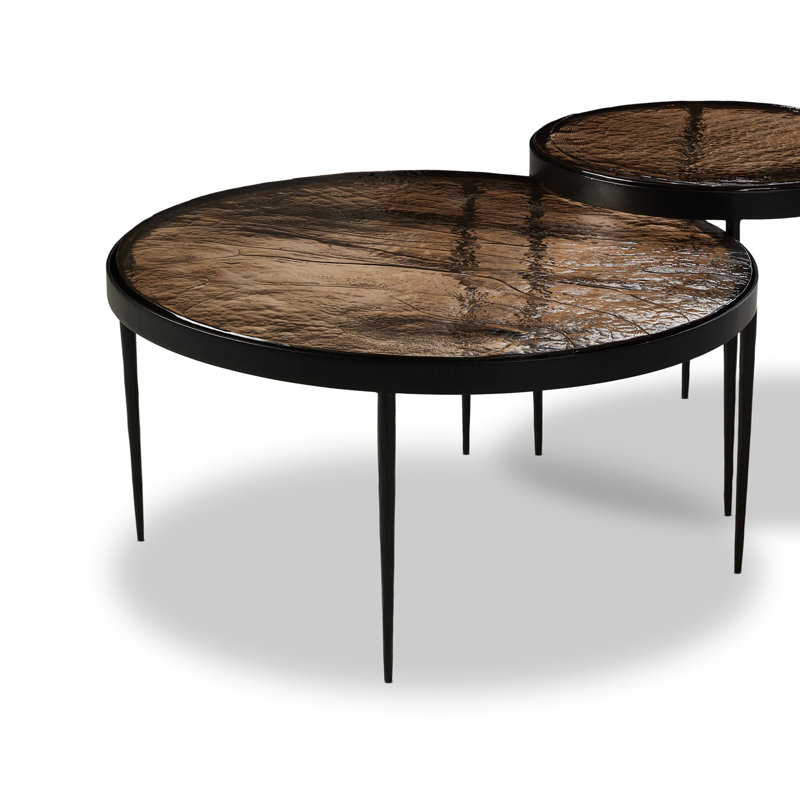 Yoko Nesting Coffee Table, Smoked Brown Cast Glass