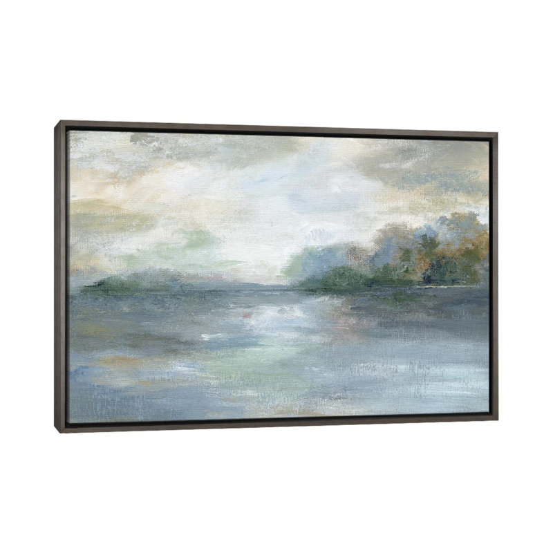 «Blue Ethereal» par Nan - impression, Cadre rustique foncé, H 32 po x l 48 po x 1,5 po
