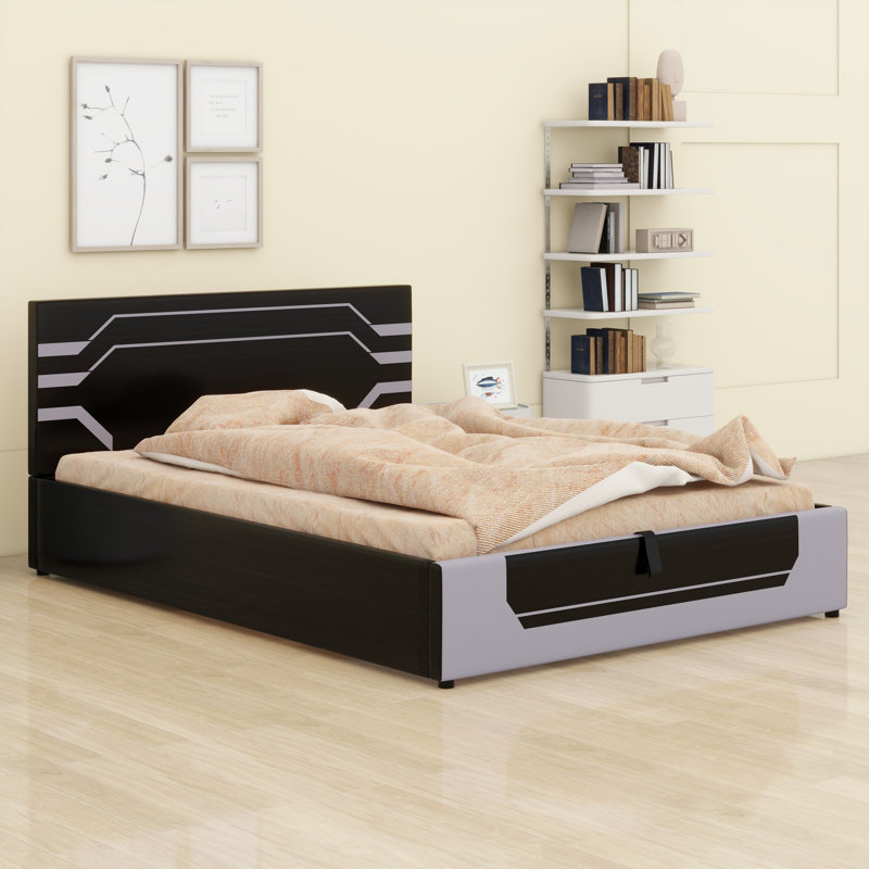 Structure de lit Gen Z Youth Esports Gaming, lit plateforme de rangement hydraulique Cyberpunk pour les joueurs, Noir + gris