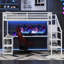 Grand lit mezzanine en métal avec télécommande - luminosité à DEL réglable et garde-robe de rangement pour adultes - optimisation de l'espace vertical blanc-2046856334