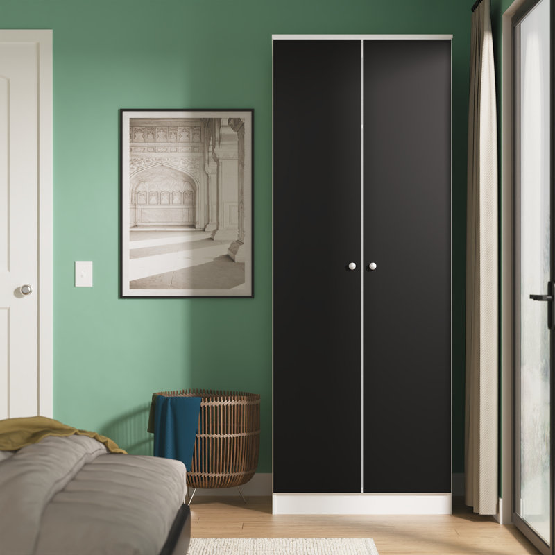 Borth Manufactured Wood Wardrobe, Black Matt/White