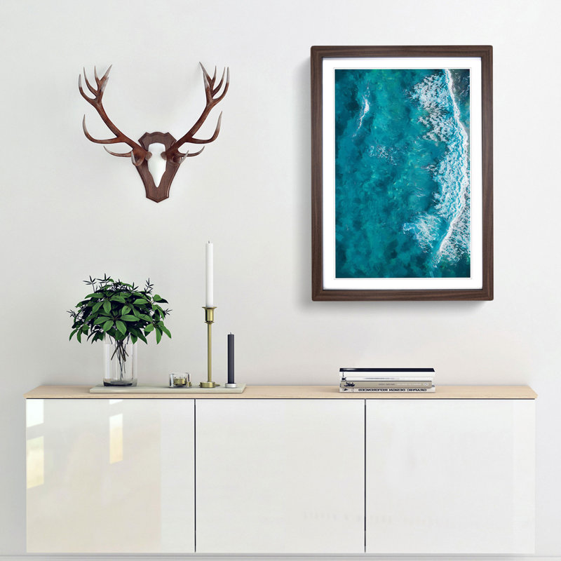 Waves in Brisbane Australia - Picture Frame Graphic Art Print, Walnut, 60cm H x 40cm W x 2cm D