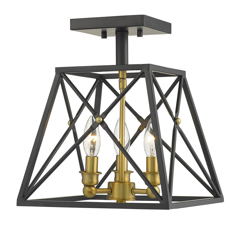 Tolya Flush Mount, Matte Black, Olde Brass