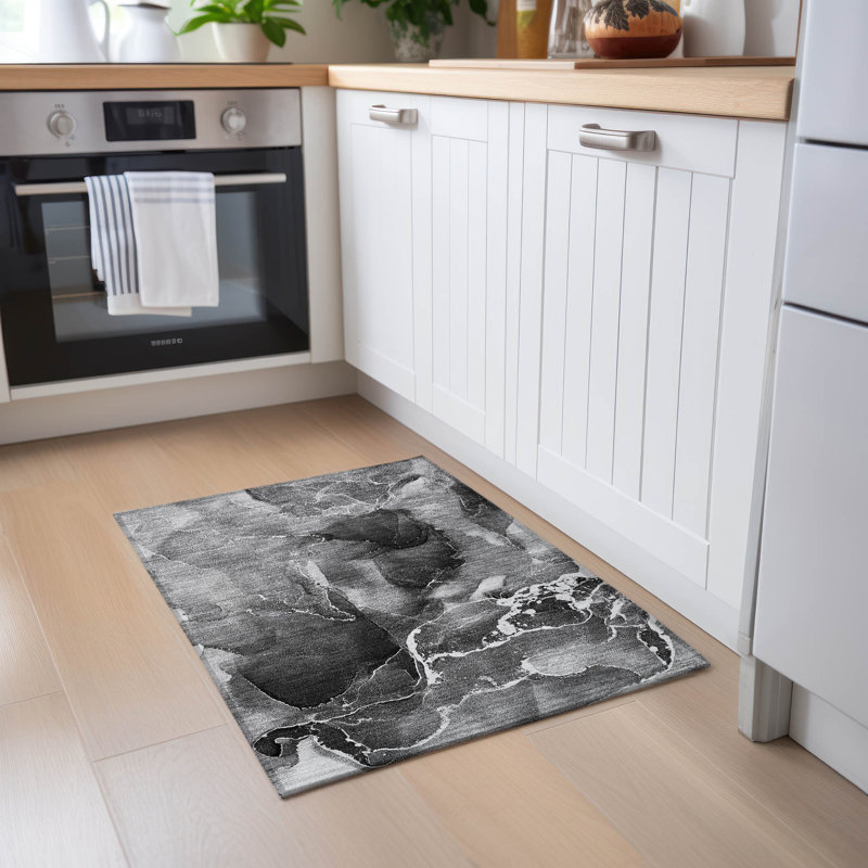 Kyrie Flatweave Washable Abstract Indoor / Outdoor Rug, Rectangle 1'8" x 2'6"