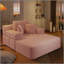 Luxueuse chaise longue en velours côtelé moelleux avec 3 coussins, canapé-lit convertible avec poche de rangement, conception sans cadre et mousse de compression pour les petits espaces, salon, appartement, rose bébé-2045143852