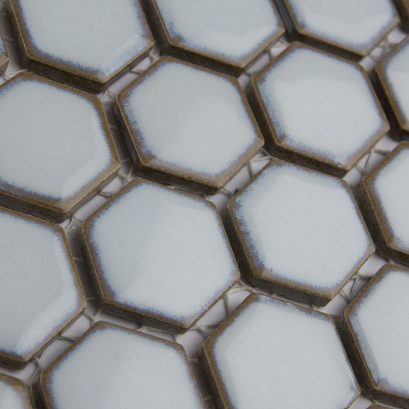 Carreau de mosaïque en porcelaine Merola, Blanc soyeux