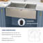 Évier de cuisine en acier inoxydable à tablier frontal à double cuve 60/40 L 33 po x l 21 po-63719988