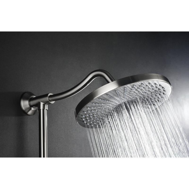 Shower Setup In Brushed Nickel Featuring 10" Natural Rain Showerhead, 4 Hand Shower, Adjustable Slide Bar And Soap Dish Showerhead Aggregation With Bar, Bathroom
