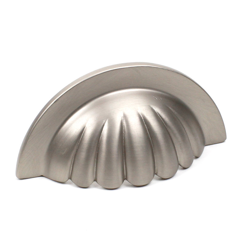 Poignée coquille 3 po Plymouth, Nickel satiné mat