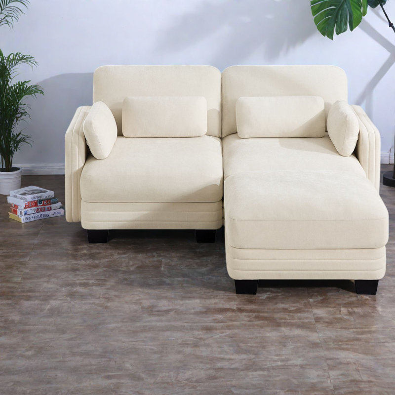 Canapé modulaire moderne en chenille beige
