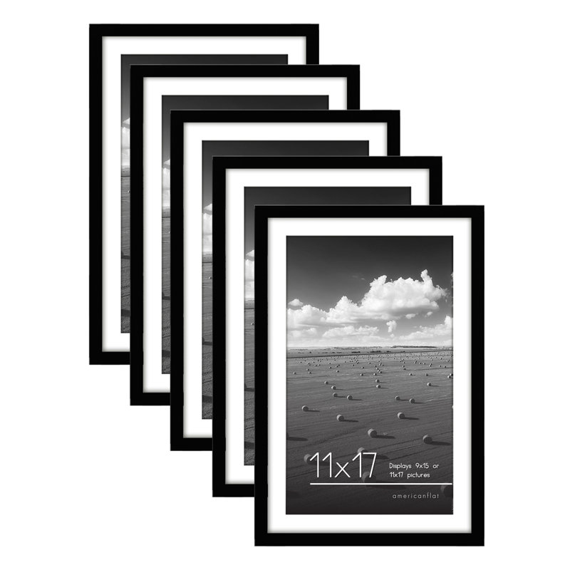 Cadres muraux avec passe-partout Gallery, 11 po x 17 po avec passe-partout pour 9 po x 15 po, Noir