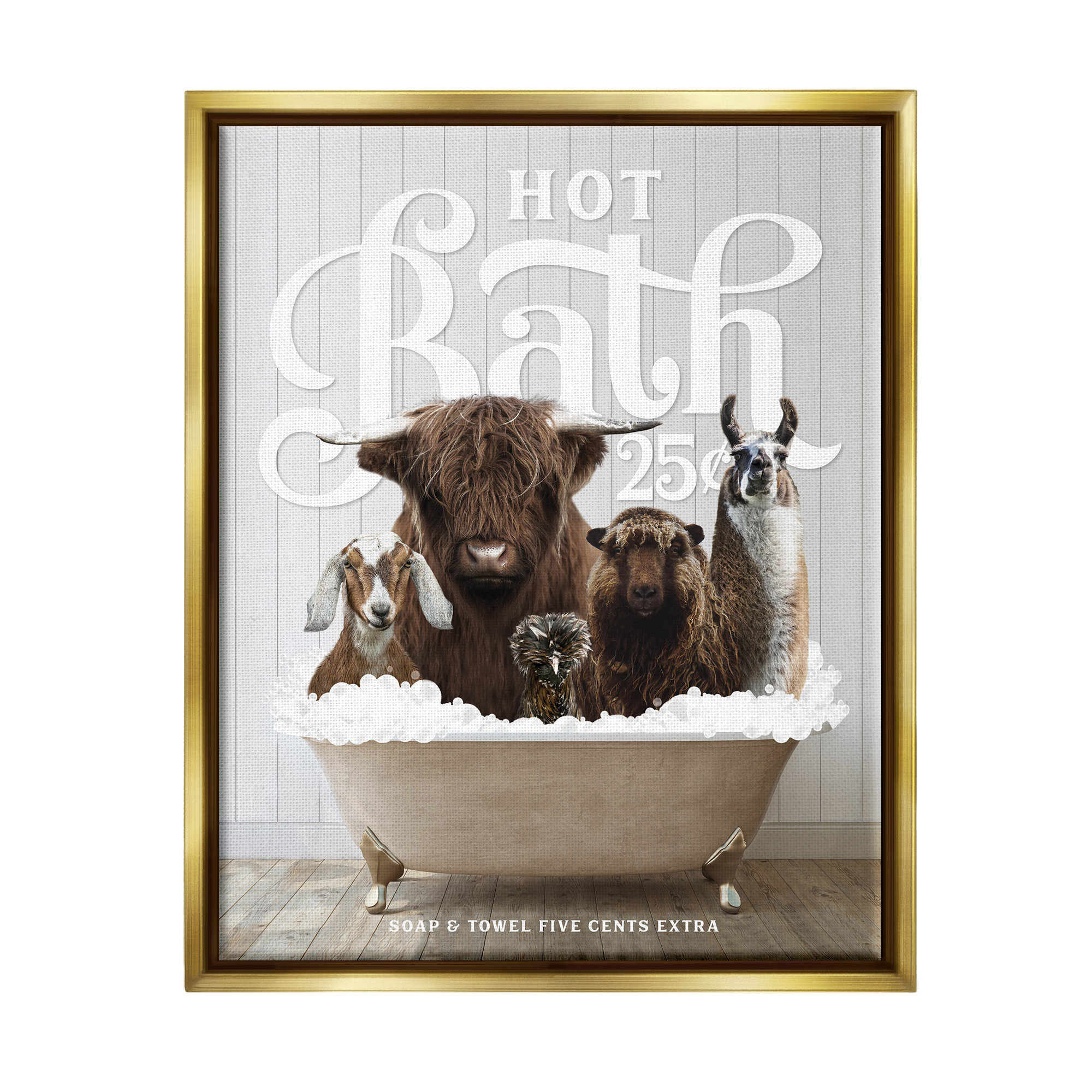 Trinx Farm Animals In Bath Framed On Canvas by Lettered And Lined ...