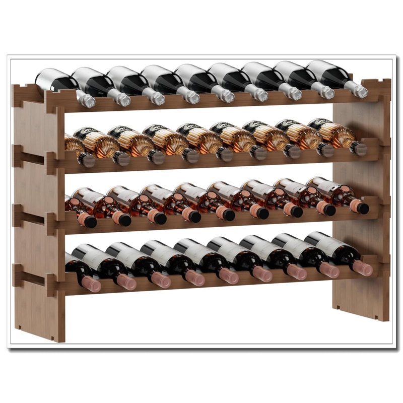 Étagère de rangement à vin sur 4 niveaux pour 36 bouteilles, Brun